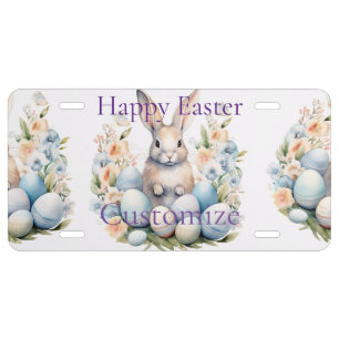 Happy Easter Bunny Basket Thunder_Cove License Plate