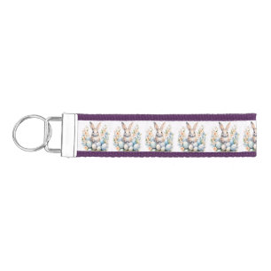 Happy Easter Bunny Basket Thunder_Cove Wrist Keychain