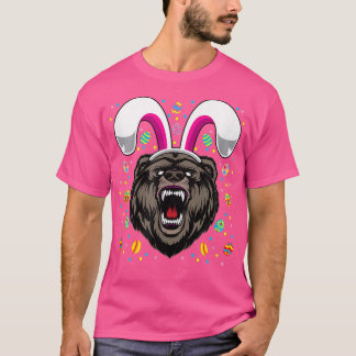 Happy Easter Bunny Bear Funny Animal Christian  T-Shirt
