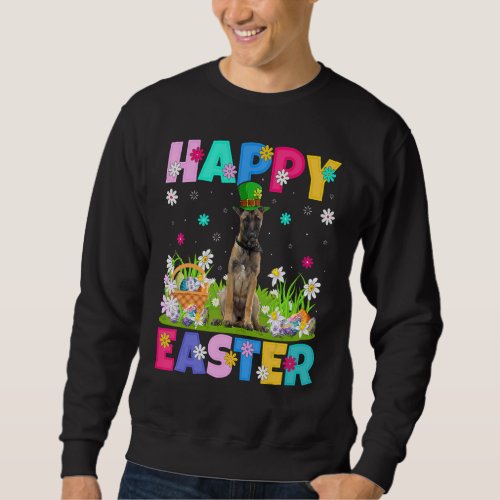 Happy Easter Bunny Belgian Malinois Dog Easter Sun Sweatshirt