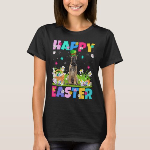 Happy Easter Bunny Belgian Malinois Dog Easter Sun T_Shirt