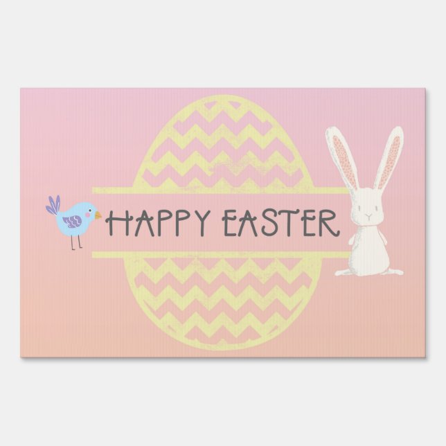 Happy Easter Bunny Bird and Egg Sign (Front)