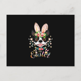 Happy Easter Bunny Boston Terrier Lovers With East Announcement Postcard