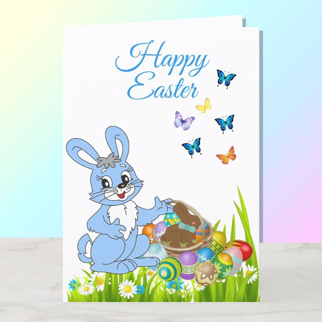 Happy Easter Bunny Boy's Personalize Holiday Card (Creator Uploaded)