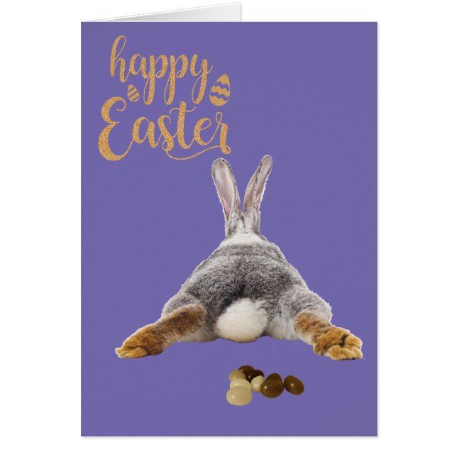 Happy Easter Bunny Butt Tail Brown Jelly Beans Cards (Front)