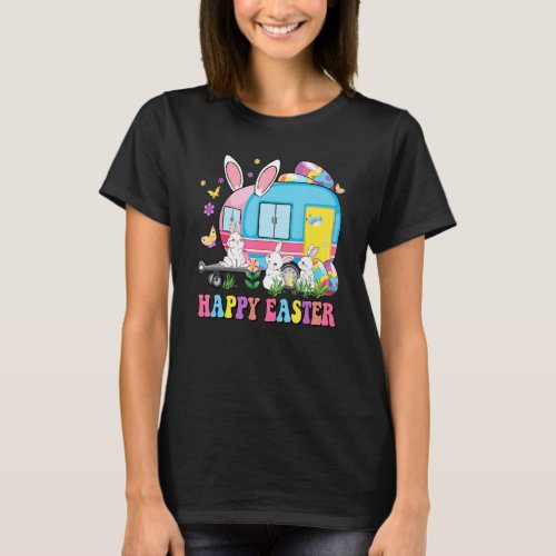 Happy Easter Bunny Camping Easter Bunny Camper Cam T_Shirt