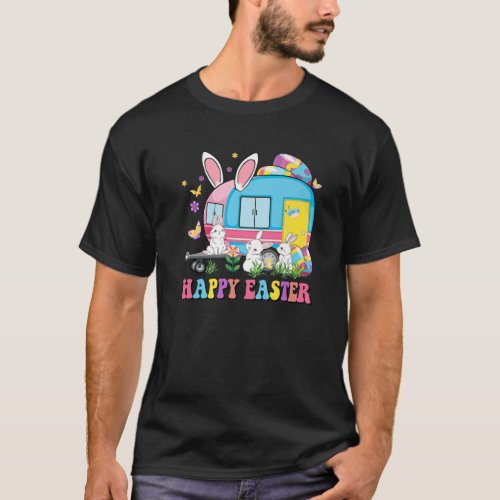 Happy Easter Bunny Camping Easter Bunny Camper Cam T_Shirt