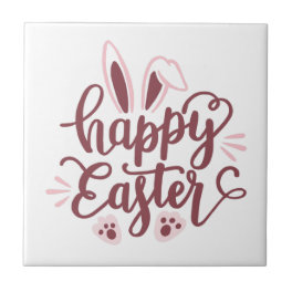 Happy Easter Bunny Ceramic Tile – Cute Spring Home
