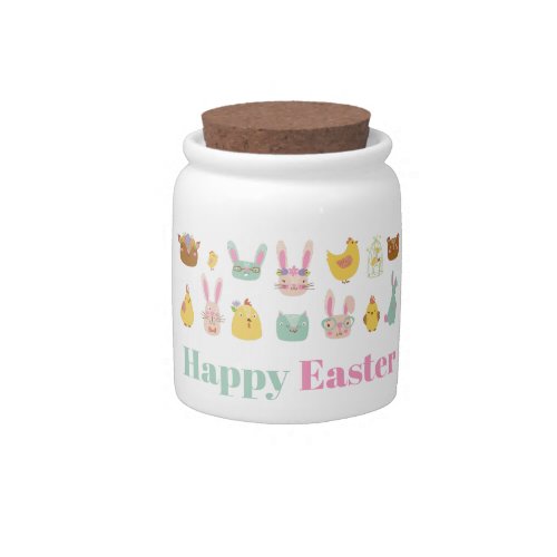 Happy Easter Bunny Chicken Candy Jar