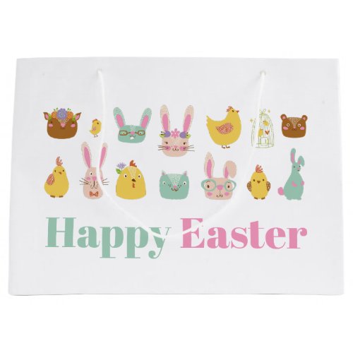 Happy Easter Bunny Chicken Large Gift Bag