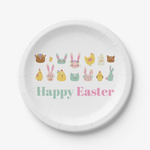 Happy Easter Bunny Chicken Paper Plates