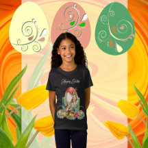 Happy Easter Bunny Chicks Watercolor Floral Wreath