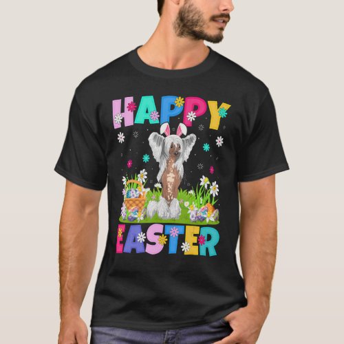 Happy Easter Bunny Chinese Crested Dog Easter Sund T_Shirt