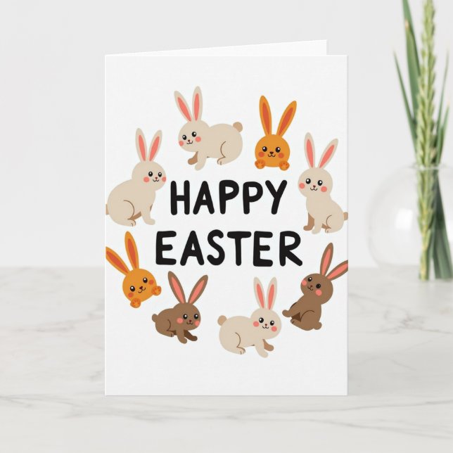 Happy Easter Bunny Circle Card (Front)