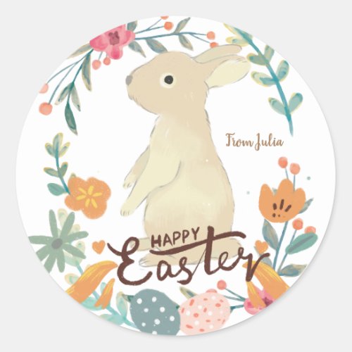 Happy Easter Bunny Classic Round Sticker