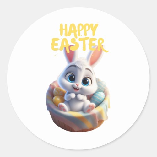 Happy easter bunny classic round sticker