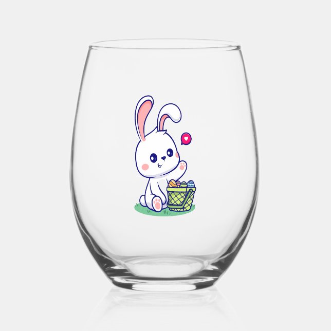 Happy Easter  Bunny collection 3 Stemless Wine Glass (Front)