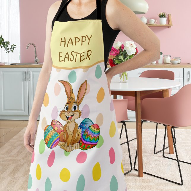 Happy Easter Bunny Colorful Eggs Apron (Creator Uploaded)