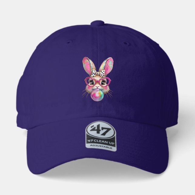 Happy Easter Bunny Coquette Bow Brushstroke Easter 47 Brand Hat (Front)