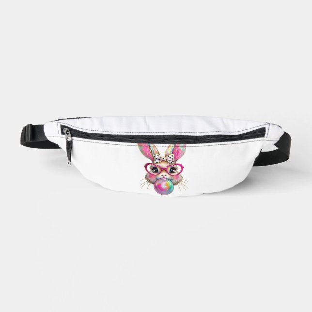 Happy Easter Bunny Coquette Bow Brushstroke Easter Fanny Pack (Front)