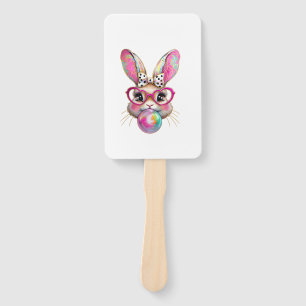 Happy Easter Bunny Coquette Bow Brushstroke Easter Hand Fan