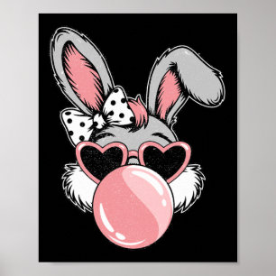 Happy Easter Bunny Coquette Bow Brushstroke Easter Poster