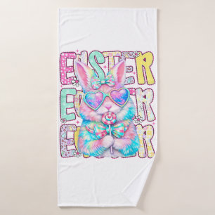 Happy Easter Bunny Coquette Bow Preppy Easter Day Bath Towel