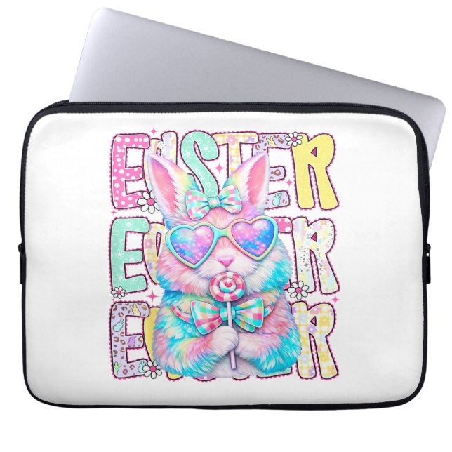 Happy Easter Bunny Coquette Bow Preppy Easter Day  Laptop Sleeve (Front)
