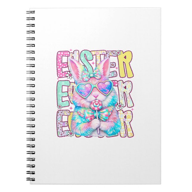 Happy Easter Bunny Coquette Bow Preppy Easter Day  Notebook (Front)