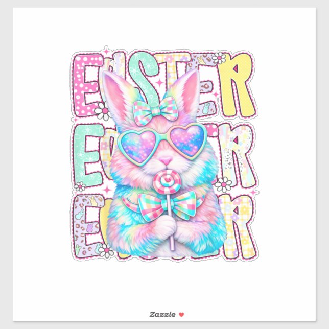 Happy Easter Bunny Coquette Bow Preppy Easter Day  Sticker (Sheet)