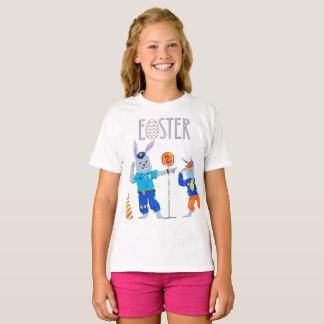 "Happy Easter" Bunny Crossing Stop Sign Fun T-Shirt