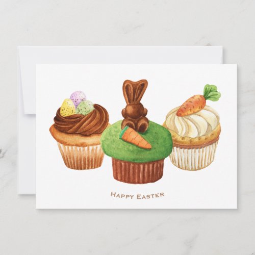 Happy Easter Bunny Cupcakes Holiday Card