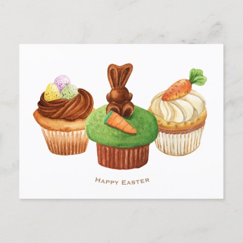 Happy Easter Bunny Cupcakes Holiday Card