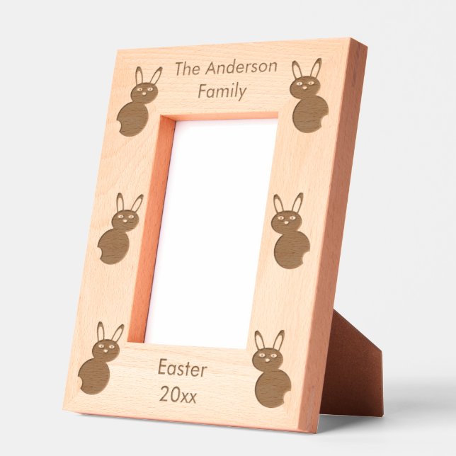 Happy Easter Bunny Custom Family Name Engraved Frames (Left)