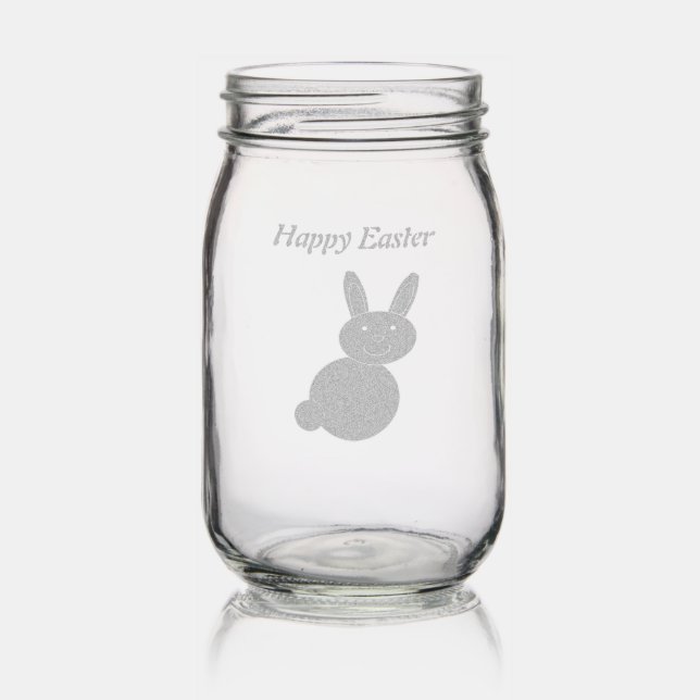 Happy Easter Bunny Custom Mason Jar (Glassware)