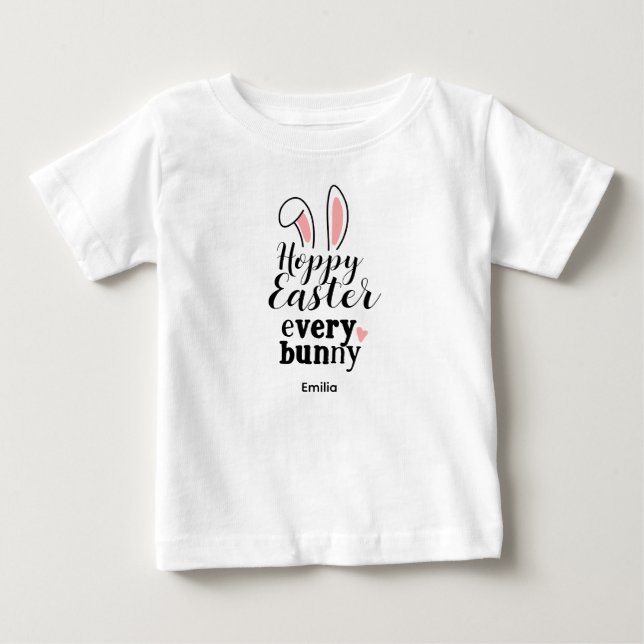 Happy Easter Bunny Custom Name Baby T-Shirt (Front)