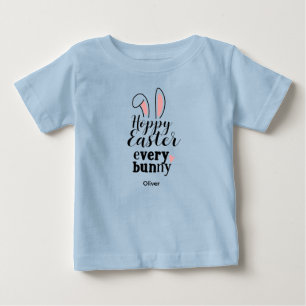 Happy Easter Bunny Custom Name Blue Baby T-Shirt