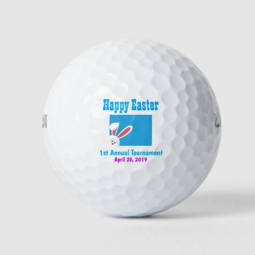 Happy Easter Bunny Cute Blue Tournament Outing Golf Balls