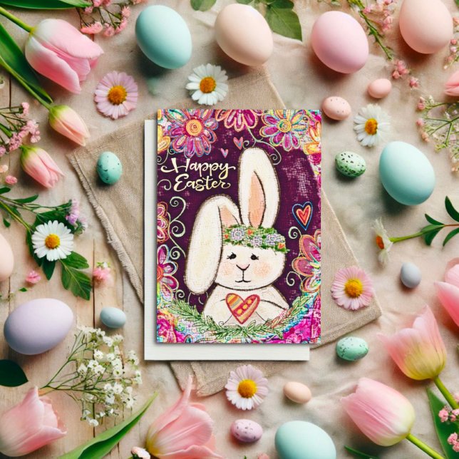 Happy Easter Bunny Cute Fun Kids Inspirivity  Card (Creator Uploaded)