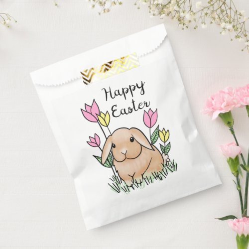 Happy Easter Bunny Cute Spring Flowers Favor Bag