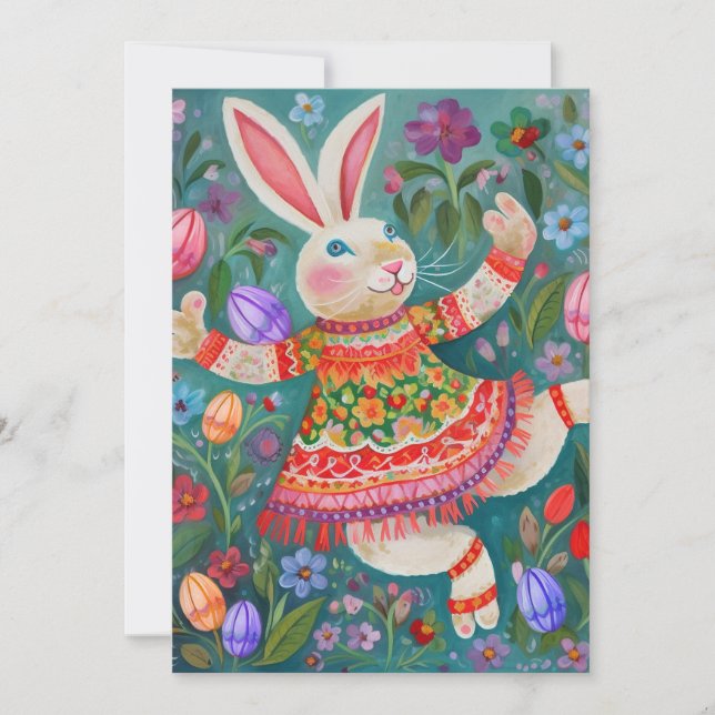 Happy Easter Bunny Dance Holiday Card (Front)