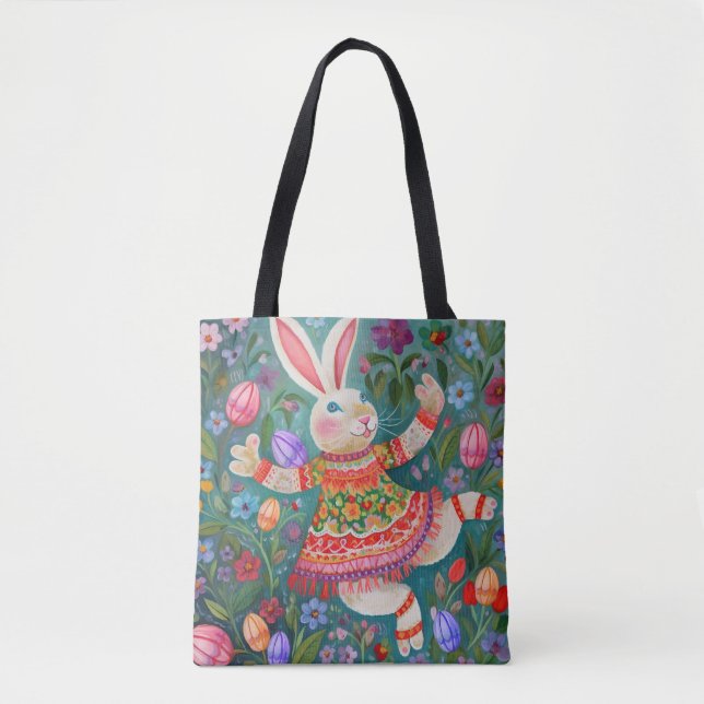 Happy Easter Bunny Dance Tote Bag (Front)