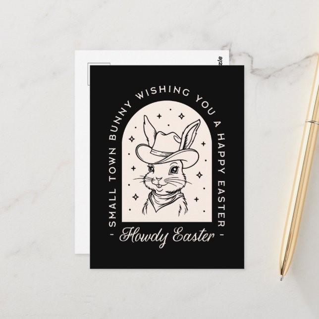 Happy Easter bunny dark western funny greetings Postcard (Front/Back In Situ)