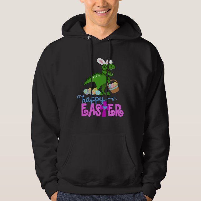 HAPPY EASTER Bunny Dinosaur Rex Egg Hunt Toddler G Hoodie (Front)