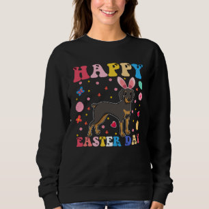Happy Easter Bunny Doberman  Easter Day Groovy Sweatshirt
