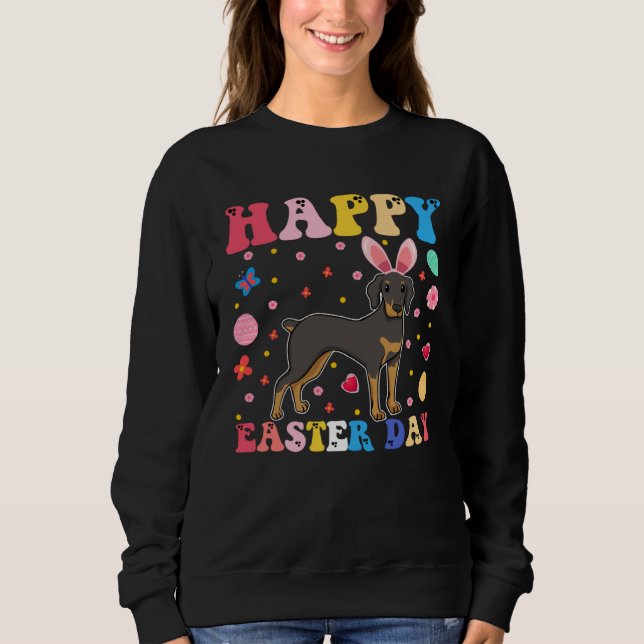 Happy Easter Bunny Doberman  Easter Day Groovy Sweatshirt (Front)
