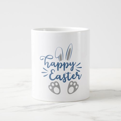 Happy Easter Bunny Ears and Bunny Feet Giant Coffee Mug