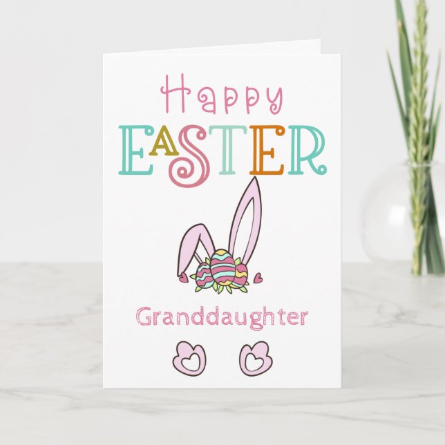 Happy Easter Bunny Ears and Eggs Cute Holiday Card (Front)