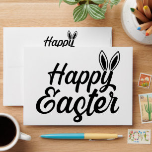 Happy Easter, Bunny Ears On Black Text Envelope