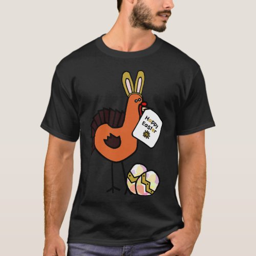 Happy Easter Bunny Ears on Thanksgiving Turkey T_Shirt